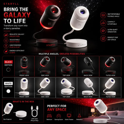 Galaxy Projector Star Light – 360° Starry Night LED Lamp for Bedroom & Gaming Room