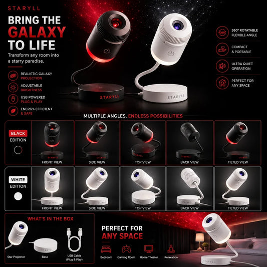 Galaxy Projector Star Light – 360° Starry Night LED Lamp for Bedroom & Gaming Room